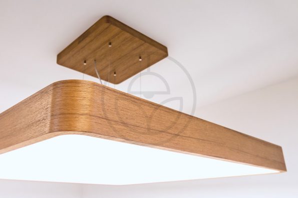 Trilum woodLED square hang 900 - suspended wooden lamp with walnut veneer detail
