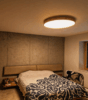 Minimalist Trilum WoodLED SOFT 900 wooden ceiling light with integrated LED technology, delivering soft diffused illumination and a clean modern look.