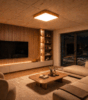 Interior detail with Trilum SQUARE 900, highlighting the contrast of natural wood and modern architecture for a refined lighting experience.