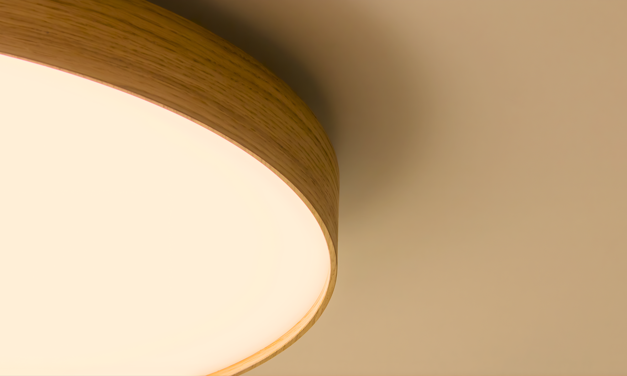 Minimalist Trilum WoodLED SOFT 900 wooden ceiling light with integrated LED technology, delivering soft diffused illumination and a clean modern look.